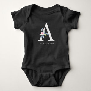 BODY PARA BEBÊ ALFABETES BLUES BLUES BLUES NOMEADAMENTE LETRA A