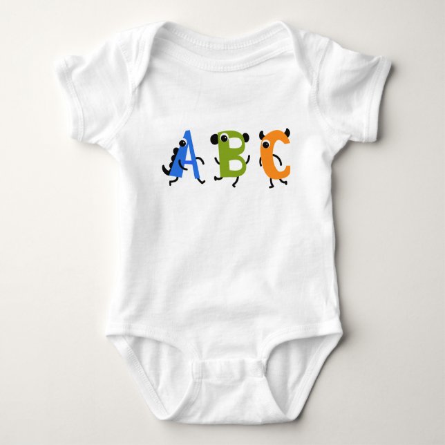 Body Para Bebê Alfabeto ABC de Monstrinho (Frente)