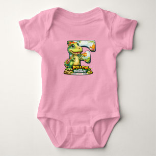 Body Para Bebê Alfabeto Dino “F” Bodysuit de Jersey para Bebê