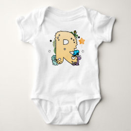Body Para Bebê Alfabeto Dino para Bebês com Nome Começando com R