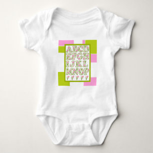 Body Para Bebê alfabeto engraçado, alfabeto floral, alfabeto alfa