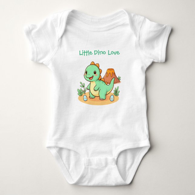 Body Para Bebê Algodão Dinossauro Divertido da Moda (Frente)