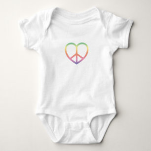 Body Para Bebê Algodão orgânico Onsie do coração da paz e do 