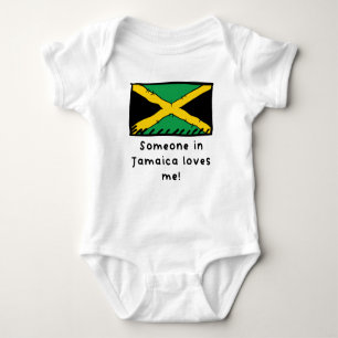 Body Para Bebê Alguém na Jamaica me ama como bandeira jamaicana