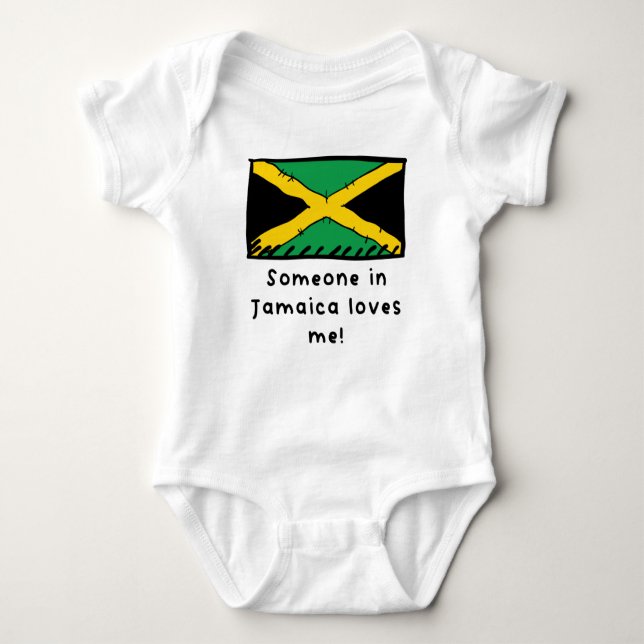 Body Para Bebê Alguém na Jamaica me ama como bandeira jamaicana (Frente)