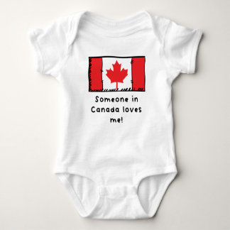 Body Para Bebê Alguém no Canadá me ama como bandeira canadense
