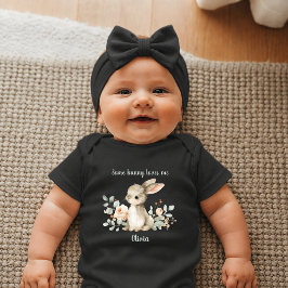 Body Para Bebê Algum Coelhinho Me Ama Personalizado Recém-Nascido