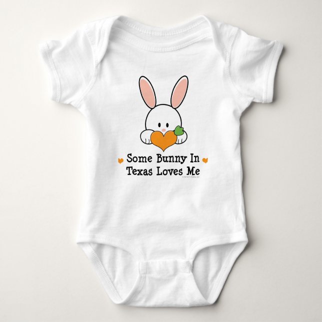 Body Para Bebê Algum coelho em Texas ama-me Bodysuit do bebê (Frente)