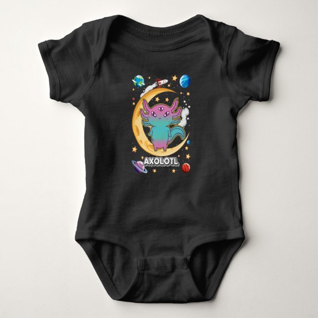Body Para Bebê Alien Axolotl Pastel Goth Space Crescent (Frente)