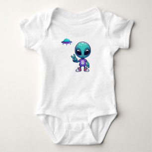 Body Para Bebê Alienígena de paz e nave espacial