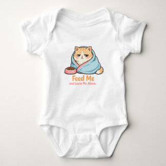Body Para Bebê Alimente-me e Deixe-me Sozinho Gato Sonolento Engr