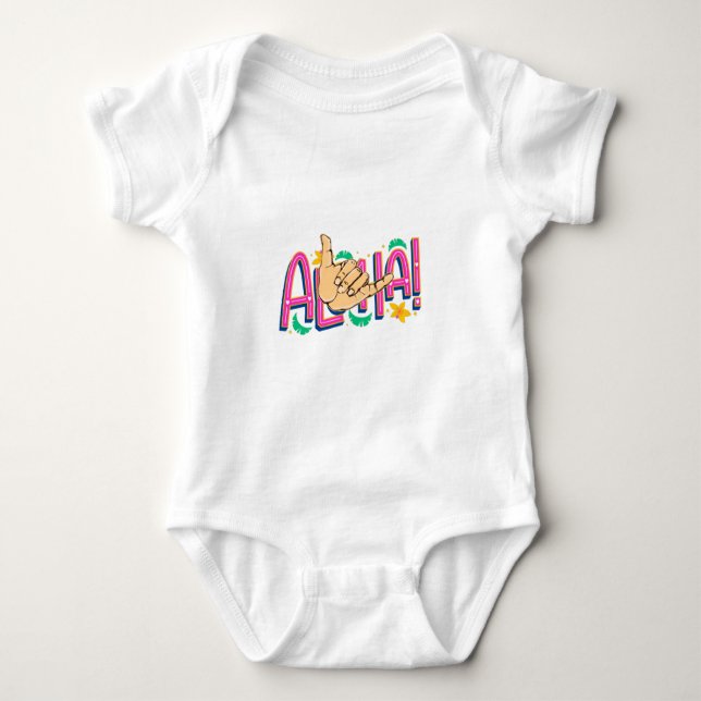 Body Para Bebê Aloha Hawaii Bodydress T-Shirt (Frente)