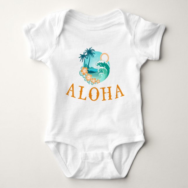 Body Para Bebê Aloha Tropical Tee (Frente)