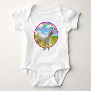 Body Para Bebê Alpaca Unicorn Sob O Rainbow Sky
