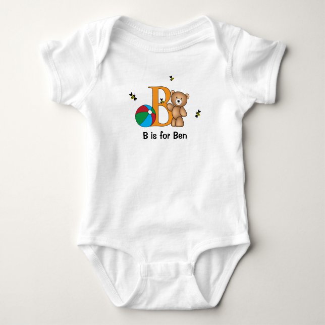 Body Para Bebê Alphabet B tee para rapazes - personalize com o se (Frente)