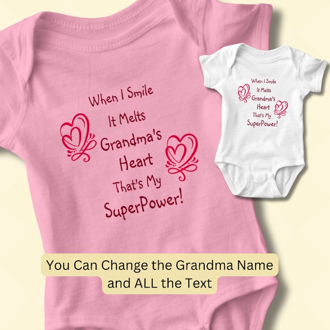 Body Para Bebê Alterar Nome Todo Sorriso de Texto Quebra Superpot (Criador carregado)