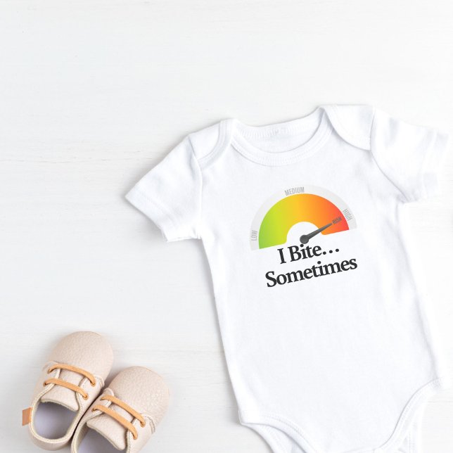 Body Para Bebê Alto Risco: Eu mordo às vezes... (High Risk: I Bite sometimes... Baby Bodysuit)