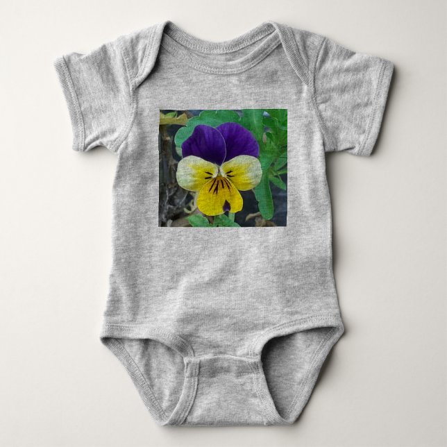 Body Para Bebê Amarela e Roxa Viola (Frente)