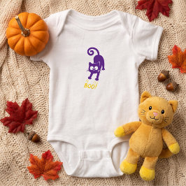Body Para Bebê Amarelo Boo Gato Roxo Hallowee