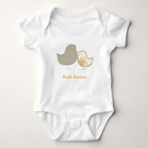 Body Para Bebê Amarelo Pastel Caprichoso Damask Frangos Neutro Be