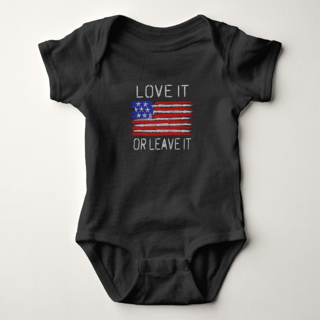 Body Para Bebê Ame-a ou deixe-a como bandeira dos EUA (Frente)