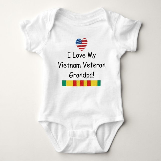 Body Para Bebê Ame meu Bodysuit do vovô do veterano de Vietnam (Frente)