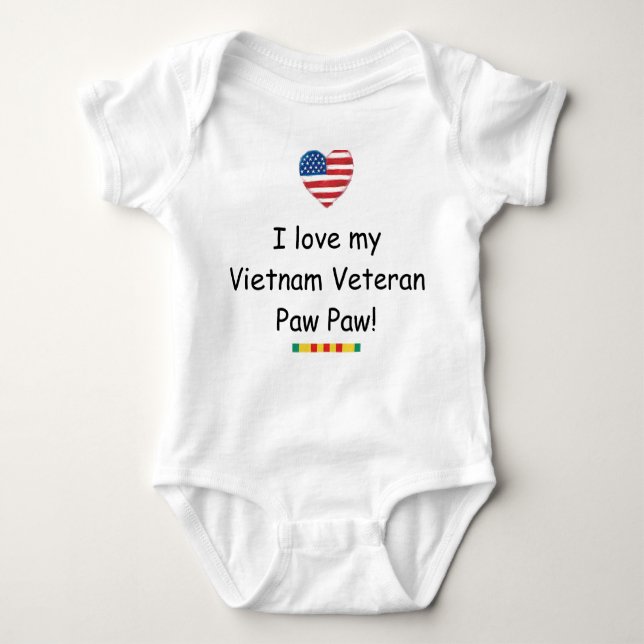 Body Para Bebê Ame meu Creeper do PawPaw do veterano de Vietnam (Frente)