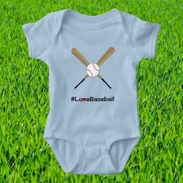 Body Para Bebê Ame o slogan do hashtag do beisebol (Criador carregado)