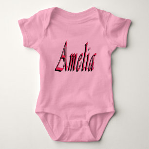 Body Para Bebê Amelia Rosa Meninas Nome Logotipo Bebê Bodycase