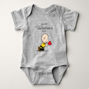 Body Para Bebê Amendoins   Dia de os namorados Charlie Brown Red 