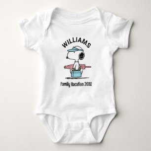 Body Para Bebê Amendoins   Férias Familiares Snoopy Beach Walk