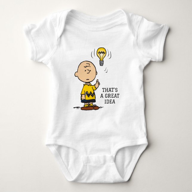 Body Para Bebê Amendoins | Ideia da lâmpada de Charlie Brown (Frente)