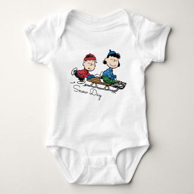 Body Para Bebê Amendoins | Linus & Lucy Sled Riding (Frente)