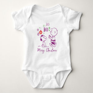 Body Para Bebê Amendoins Snoopy & Charlie Brown Ho Ho Ho Ho