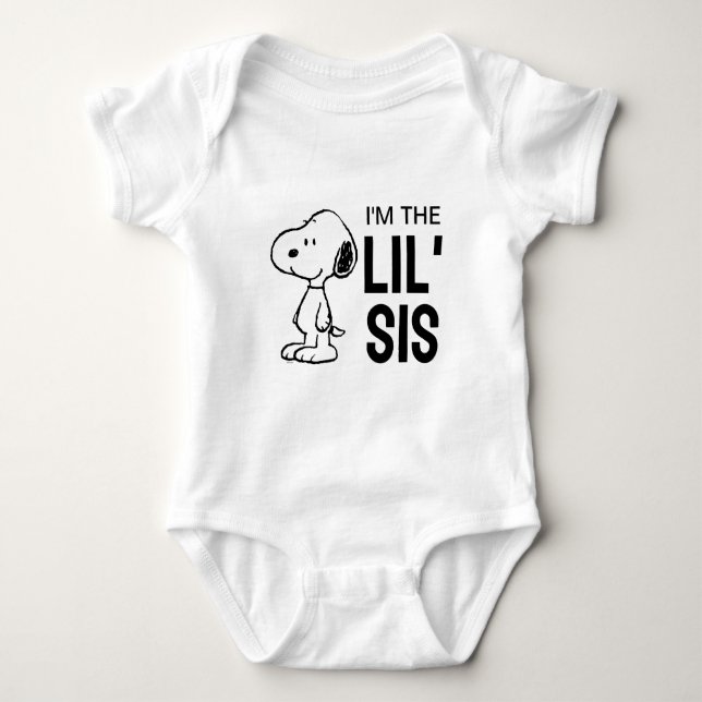 Body Para Bebê Amendoins Snoopy | Eu sou a Irmãzinha (Frente)