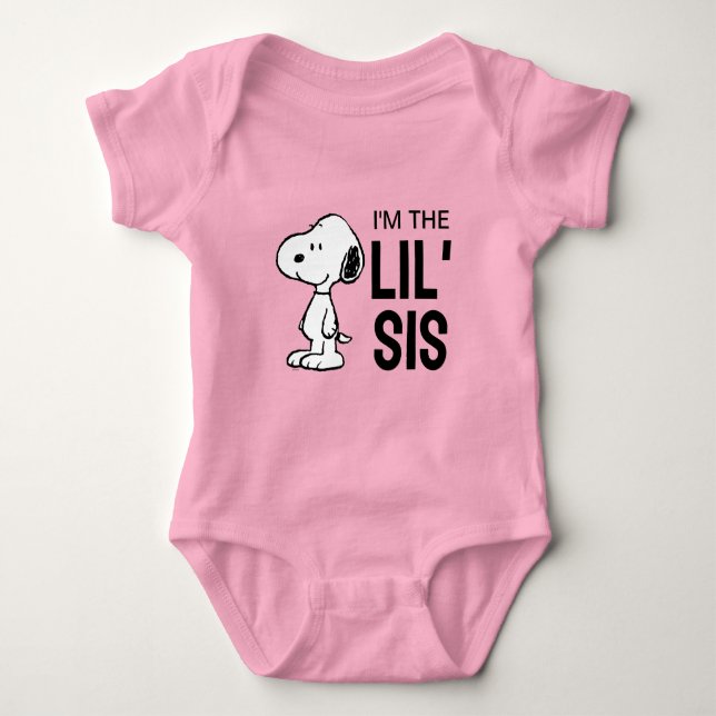 Body Para Bebê Amendoins Snoopy | Eu sou a Irmãzinha (Frente)