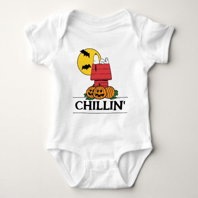 Body Para Bebê Amendoins | Snoopy Halloween Doghouse (Frente)