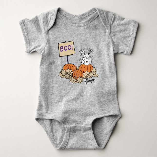 Body Para Bebê Amendoins | Snoopy Pumpkin Patch Boo! (Frente)