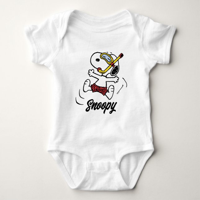 Body Para Bebê Amendoins | Snoopy Scuba Diver (Frente)