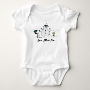 Body Para Bebê Amendoins Snoopy & Woodstock Construir Um Neve
