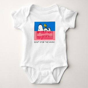 Body Para Bebê Amendoins Snoopy & Woodstock de Música e Bolinha