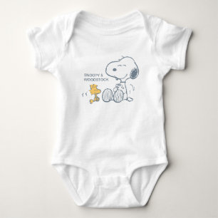 Body Para Bebê Amendoins   Snoopy & Woodstock Happy