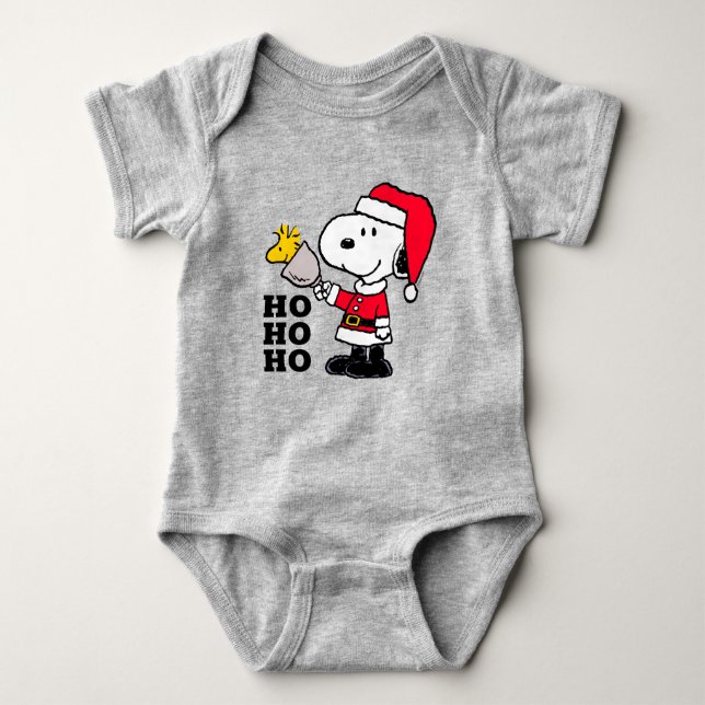 Body Para Bebê Amendoins | Snoopy & Woodstock Ho Ho Ho (Frente)