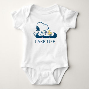 Body Para Bebê Amendoins   Snoopy & Woodstock Lake Life