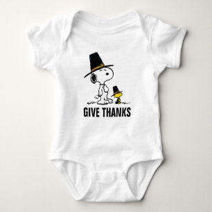 Body Para Bebê Amendoins Snoopy & Woodstock Pilgrim