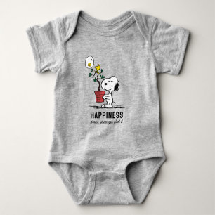 Body Para Bebê Amendoins Snoopy & Woodstock Plant A Tree