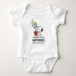 Body Para Bebê Amendoins   Snoopy & Woodstock Plant A Tree