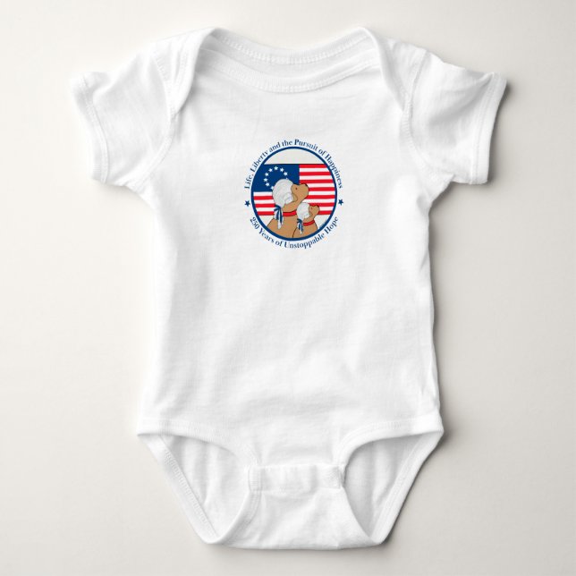 Body Para Bebê America 250 Year Founding Fathers Baby (Frente)