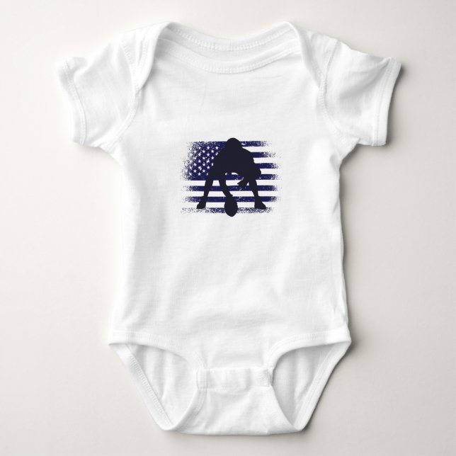 Body Para Bebê American Football Fan Jersey Shirt USA Flag (Frente)