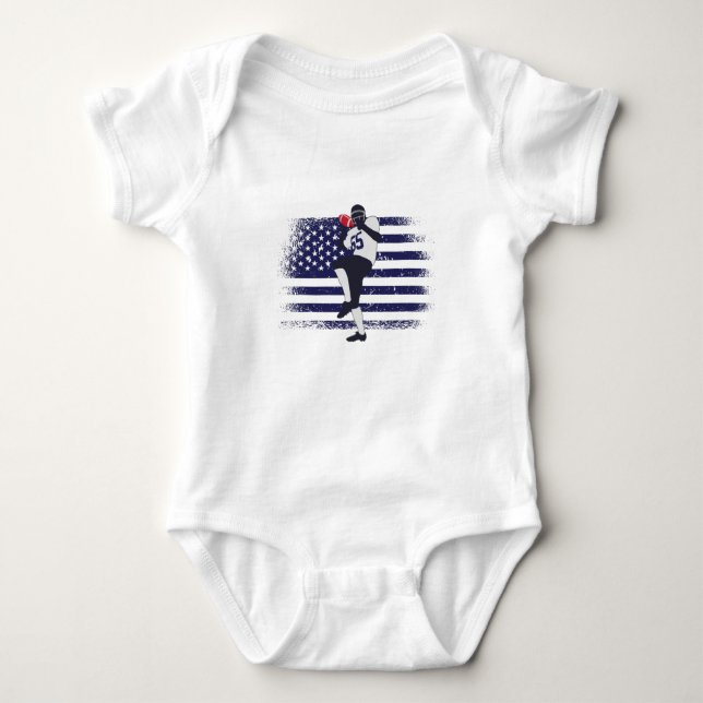 Body Para Bebê American Football Fan Jersey Shirt USA Flag (Frente)